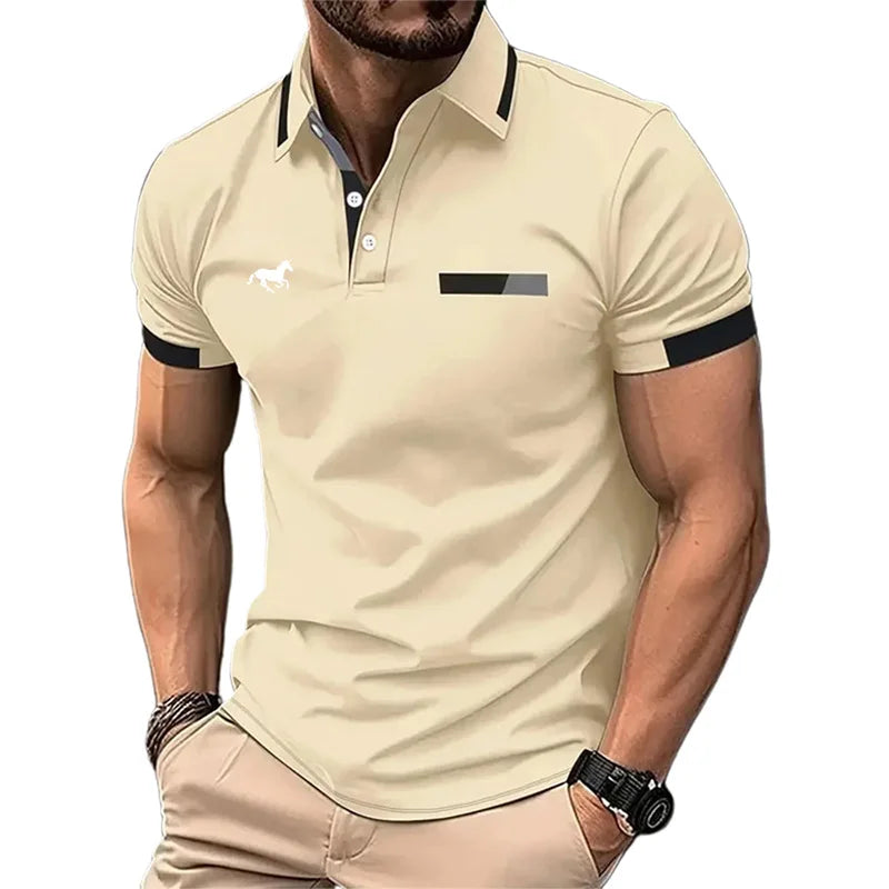 Men's Polos Shirts Work Casual Lapel Short Sleeve Basic Modern Buttons Summer Spring Regular Fit Golf Shirt
