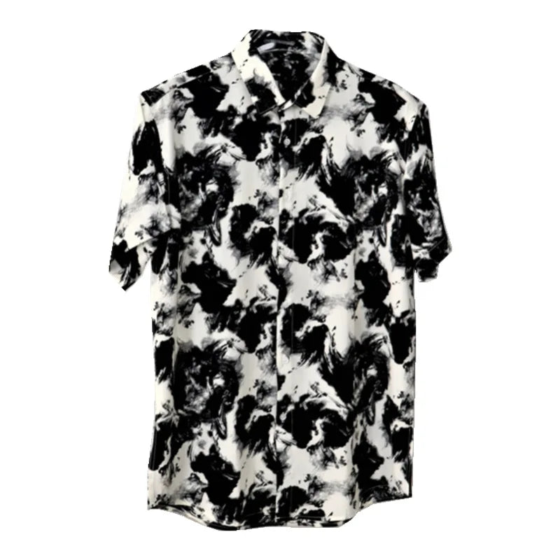 C1061S2392 BB Short-Sleeved Shirt Black Plus Size Casual Summer Fashion