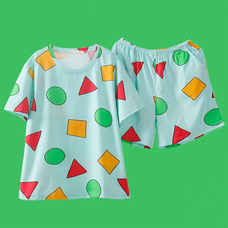 Pijama Sin Chan Pajama Man Summer Woman Pajamas for Couples Short Sleeve Sets Sleepwear Women Cotton Pyjamas XXXXL