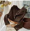 New Autumn Winter Solid Color O-Neck Twist Cable Cardigan Sweater Tops Women's Clothing