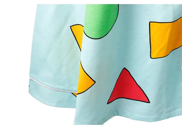 Pijama Schin Chan Pijamas Para Parejas 2-piece Set Home Causal V-neck Long Sleeve Nightgown Autumn Trousers Couple Pajama Sets