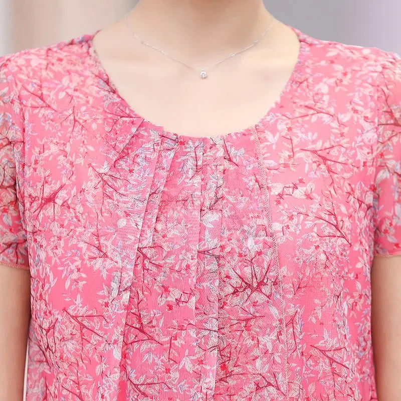 Summer Dress NEW Casual Short Sleeve O-Neck Floral Print Dresses Elegant Party Dress 5XL Women Clothing