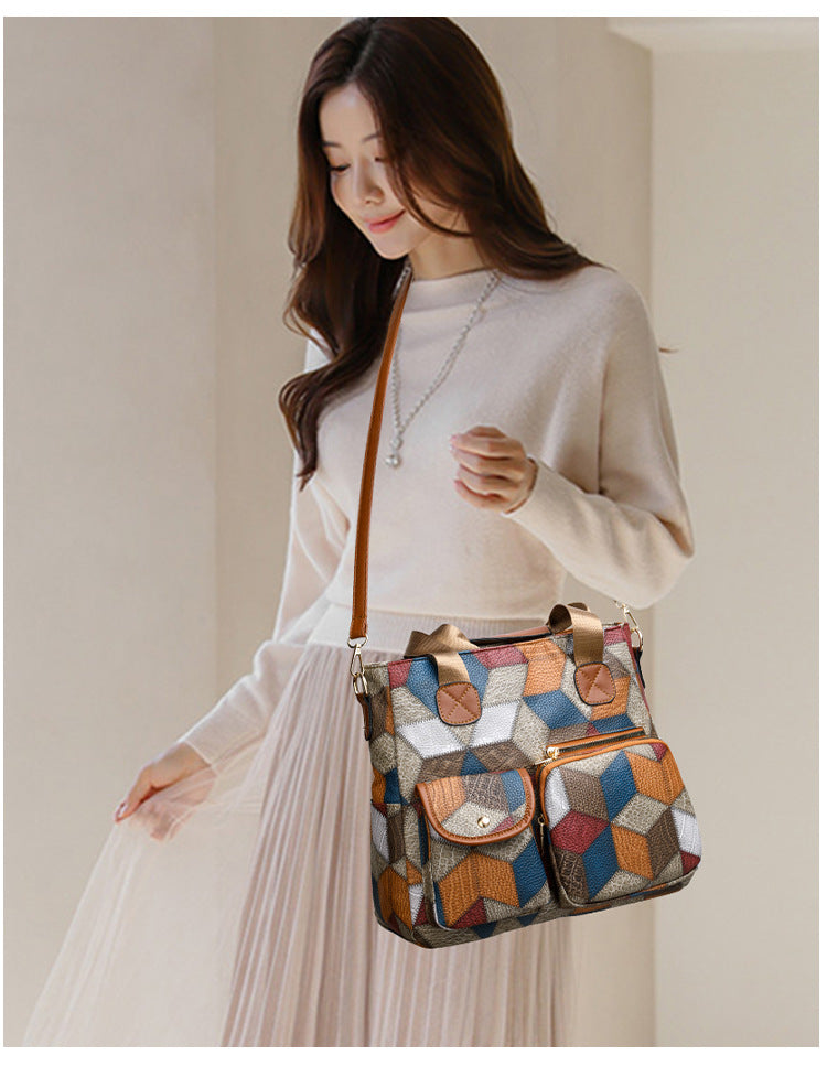 Women's Handbag Women's Shoulder Bag Fashion Purse Vintage Leather Bag Large Capacity Handbag Inclined Shoulder Bag Mom's Bag