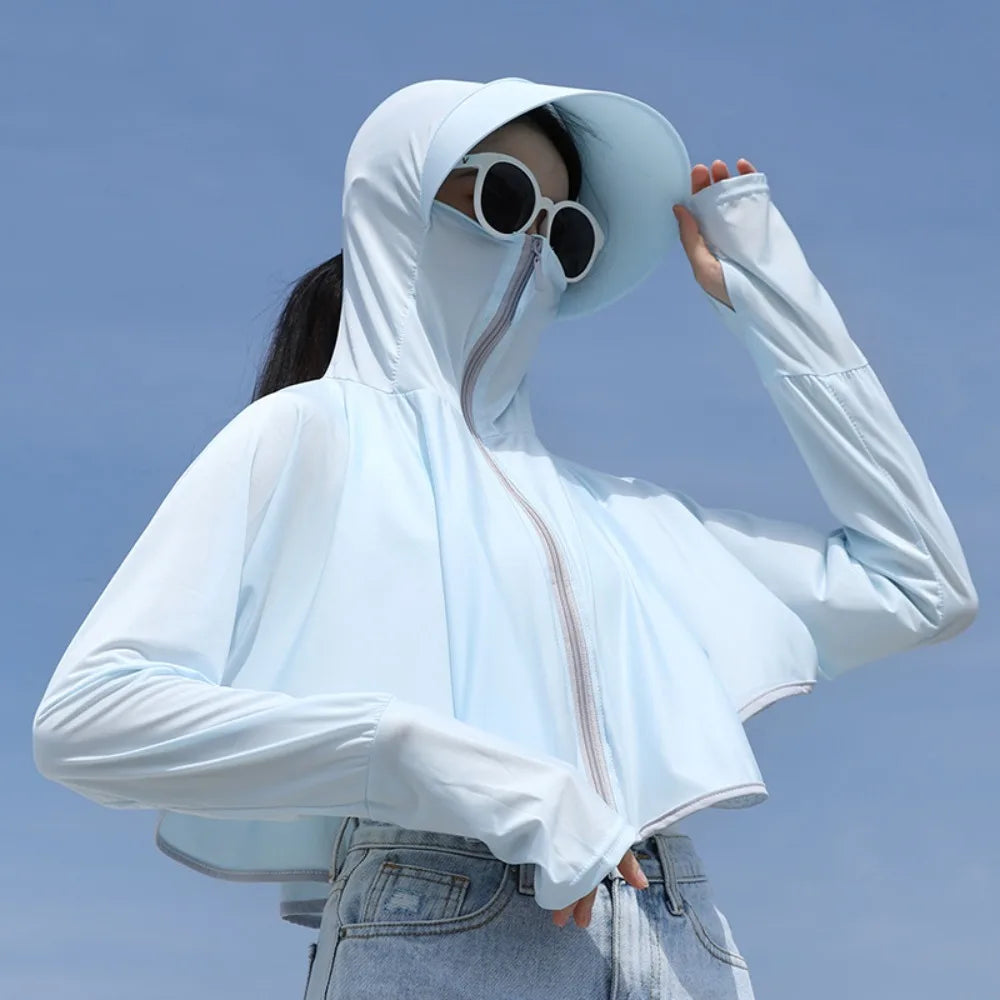 Summer women's sun protection clothing protection long sleeve women's cloak breathable outdoor sports women's sun hat clothing