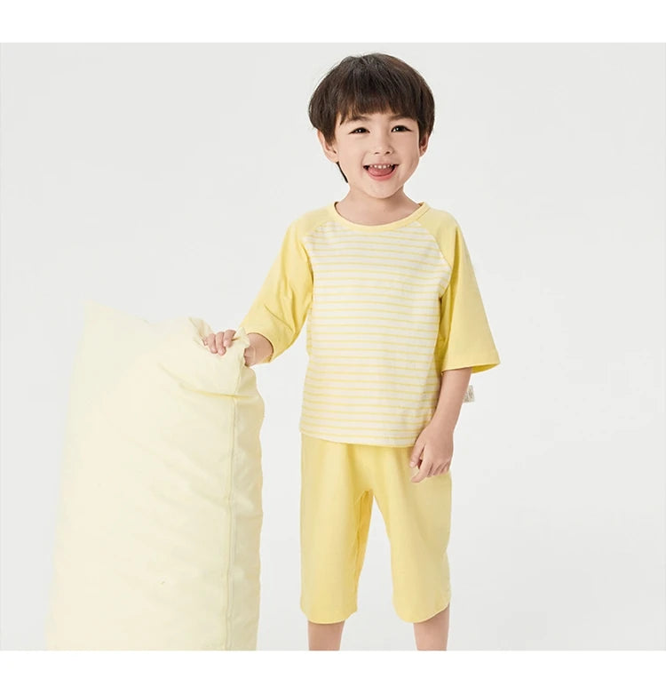 Balabala Pajama Sets Boys GirlsThin 2025 Summer New Air-conditioned Clothing Home Wear for Young and Older Children Parent-Child
