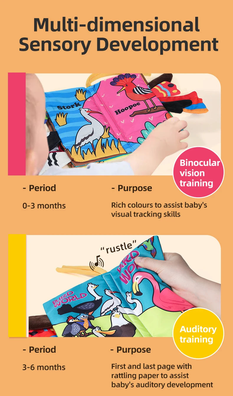 Baby Cloth Book 6 Pages 0-3 Year Old Early Education Parent-child Interaction Baby Toys For 0-3 Year Old Newborn Gifts