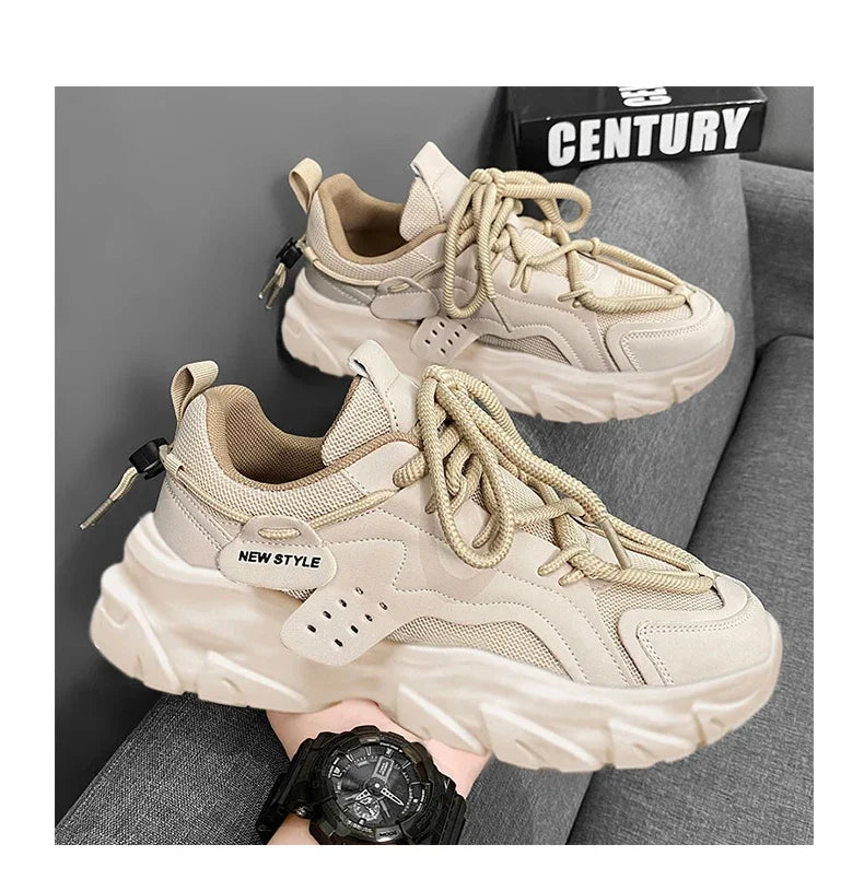 Men's Thick Sole Sport Shoes Simple Fashionable Casual Sneaker High Quality Rubber Plastic Male Athletic Shoes Chunky Sneakers