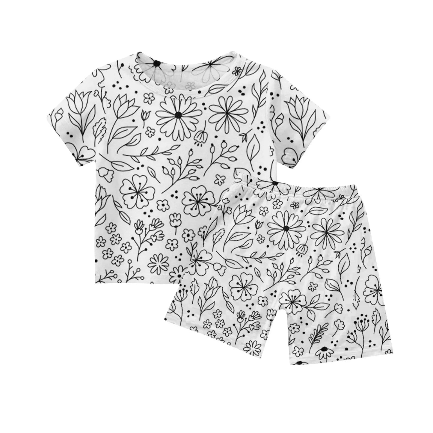 Children's Pajama Party DIY Graffiti Simple Drawing Home Clothes Colorable Two Piece Pajama Set Kids DIY Coloring Clothing