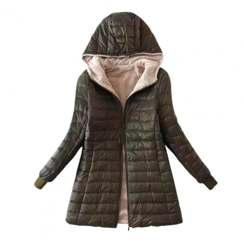 Soft Women Coat Casual Wear Plush Lining S-2XL Autumn Winter Mid-length Jacket Women Mid-length Coat Keep Warm
