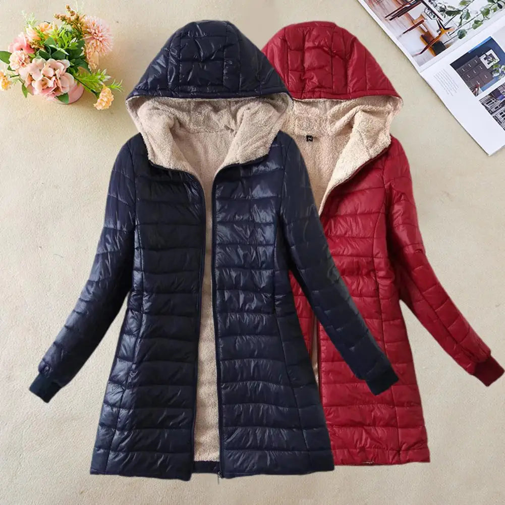 Soft Women Coat Casual Wear Plush Lining S-2XL Autumn Winter Mid-length Jacket Women Mid-length Coat Keep Warm
