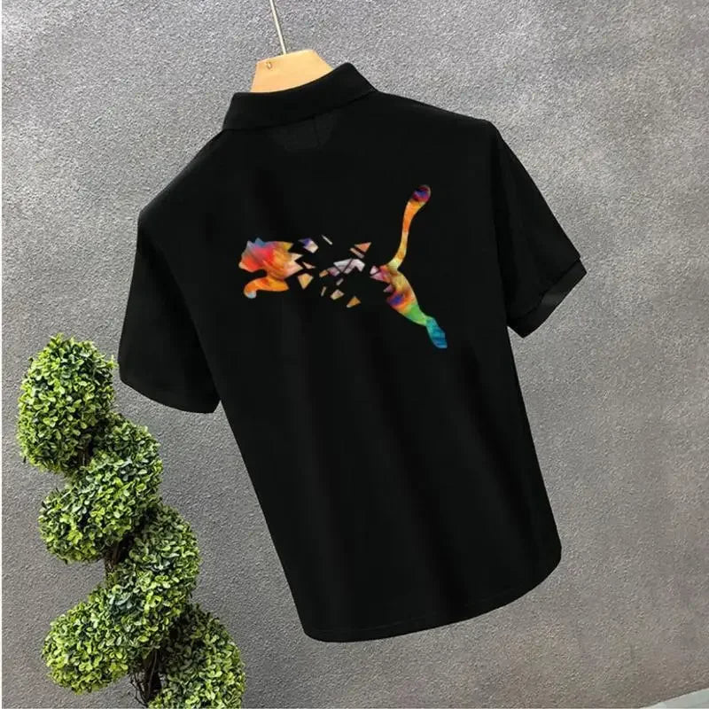 Polo Shirts Anime Male with Collar Tee Hip Hop Tops Heather Mens T-shirt Original Short Quarter Sleeve Aesthetic Casual Stylish