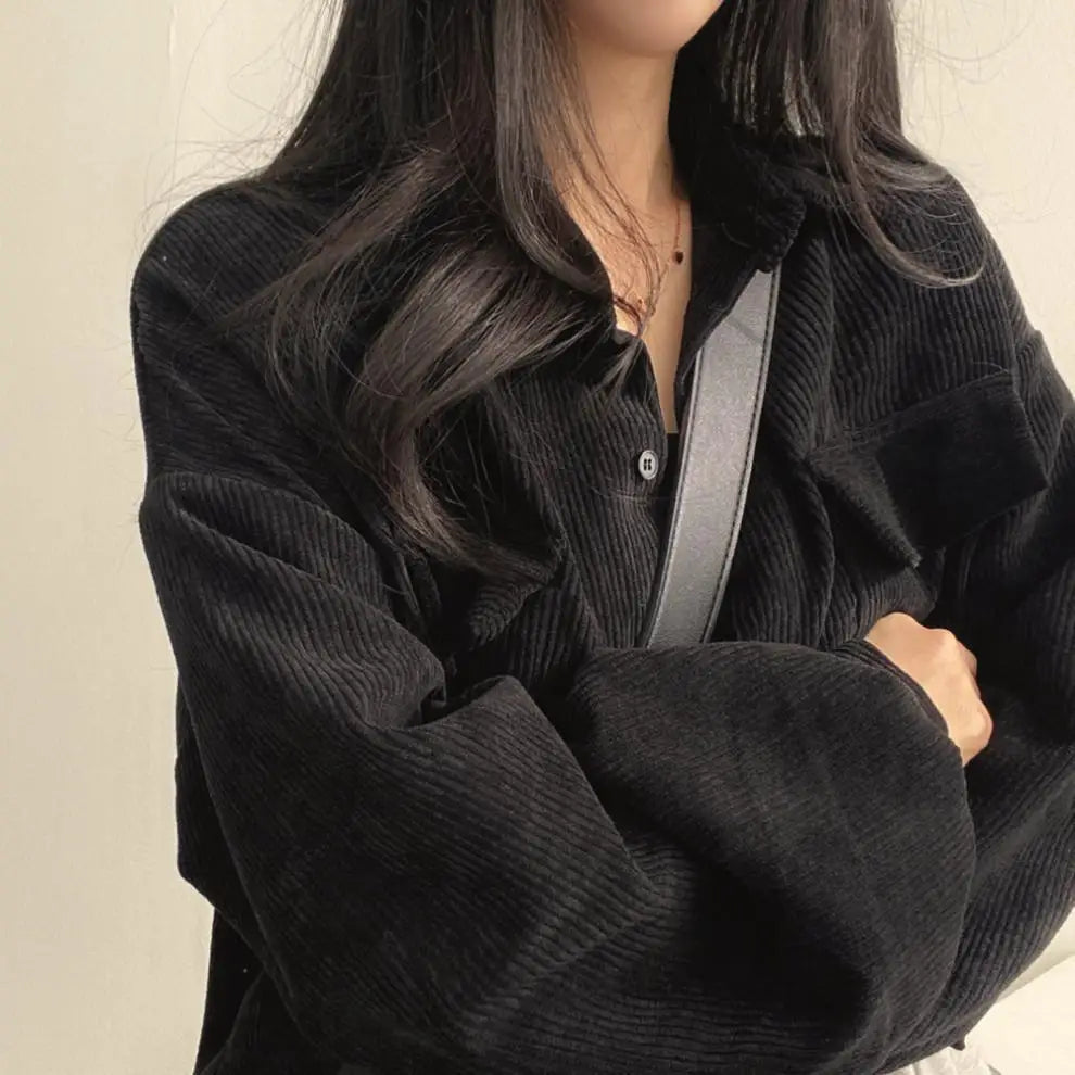 Women Coats Jackets Turn Down Collar Casual Loose Full Sleeve Coat Y2k Streetwear Jacket Work Outerwear Autumn Winter 2025