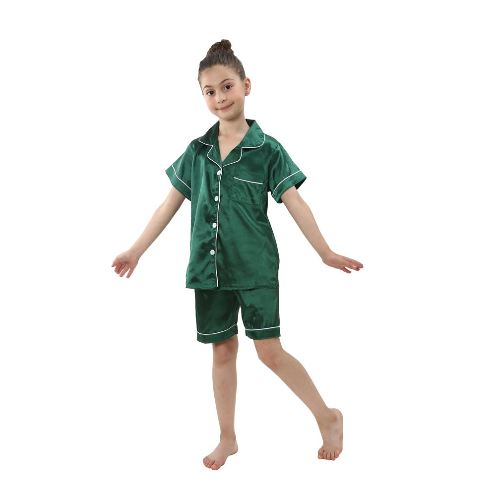 Pink Pajama Sets Short Sleeve T-Shirt Tops With Shorts Toddler Baby Sleeping Clothes Pijamas Sleepwear Boys Girls Kids Pyjamas