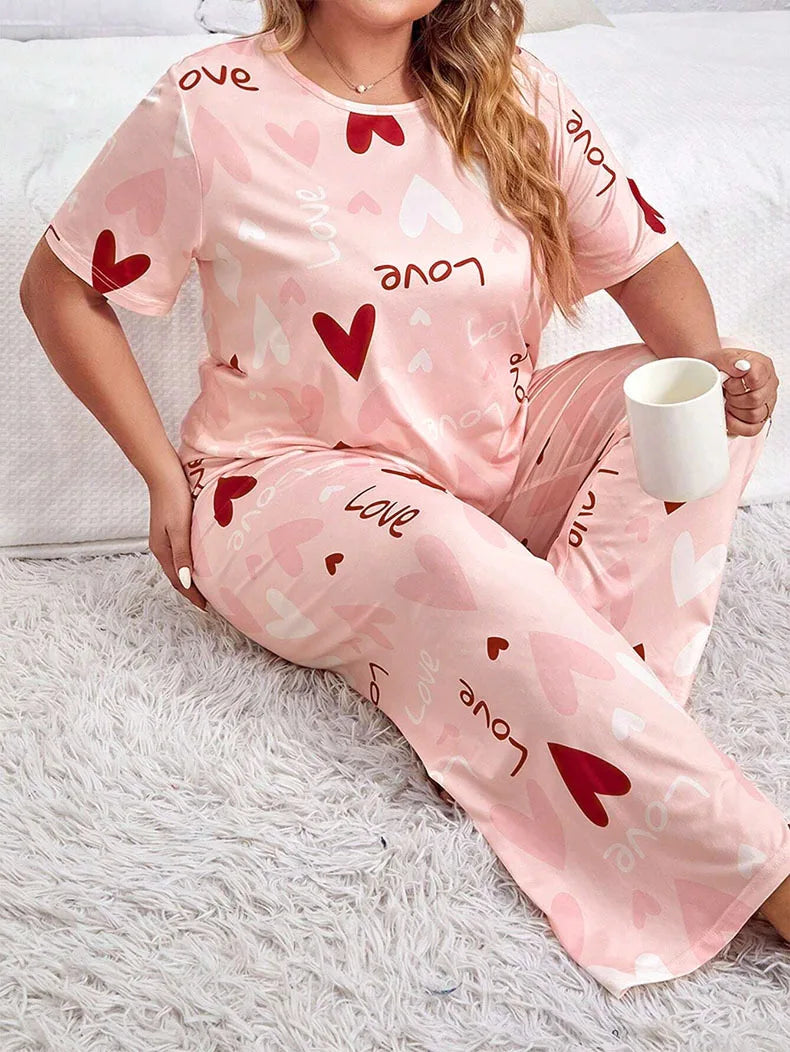Pyjama Femme Ensemble Short Sleeve Sleepwear Woman Pajamas Set Home Wear Set Big Size Women's Pajamas Summer Ladies Pyjamas Pjs