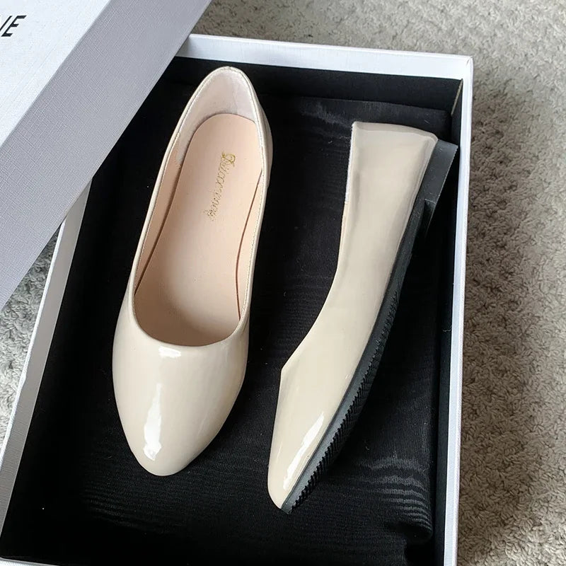 Women's Uniform Leather Shoes Spring Autumn Women Causal Flat Shoes Formal Versatile Black Ladies Ballet Shoes Non-slip Loafers