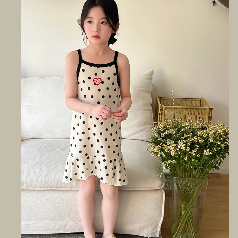 Girls' Summer Cotton Dresses Children's Fashion Dresses Thin Girls' Halter Dresses Children's Flower Dresses Dot Dresses Plaid D