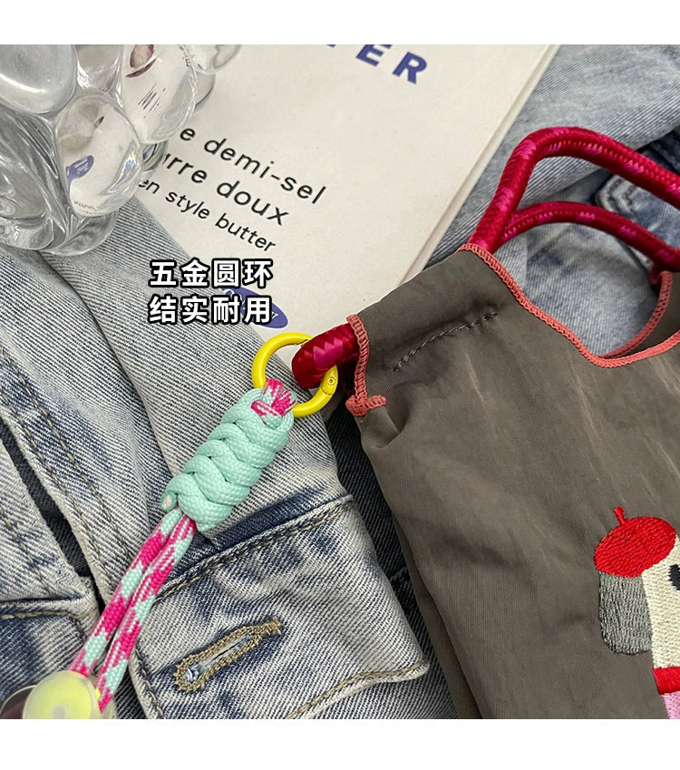Cartoon embroidered handbag - casual and fashionable, single shoulder bag, lightweight, suitable for commuting, crossbody bag