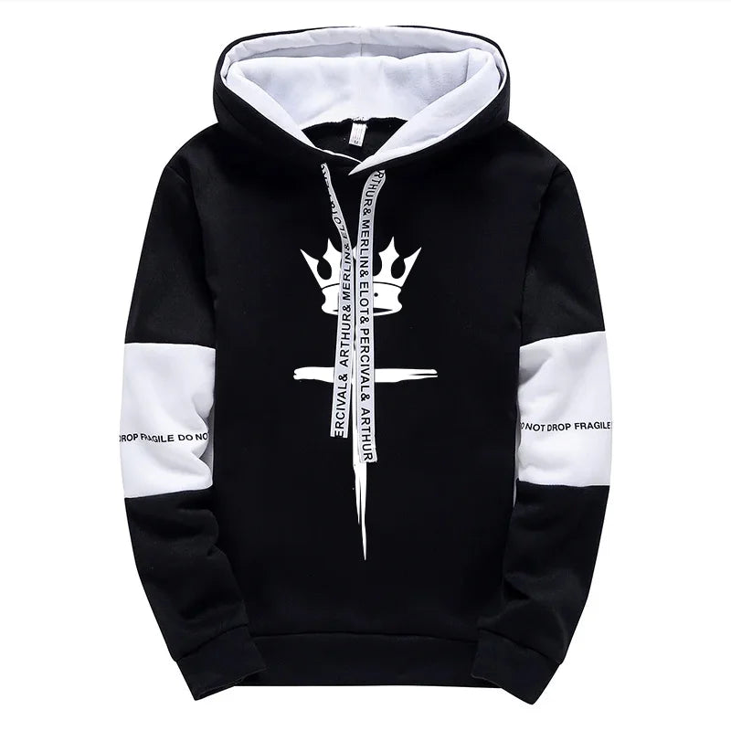 Cross Crown Print Sweatshirts Sweatpants High Quality Street Fashion Tracksuit 2025 Fall/winter Men's Sportswear 2pcs Set