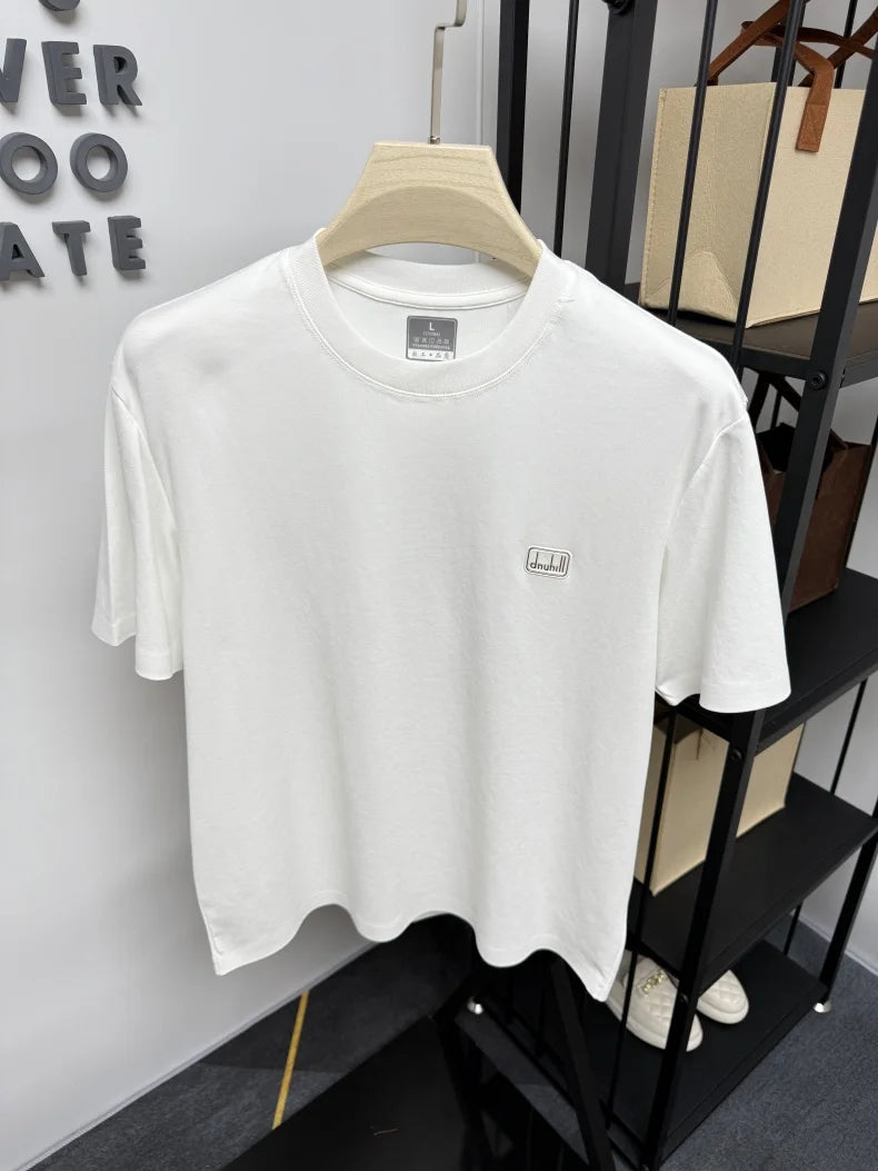 Men's short sleeved T-shirt 2025 summer hot item solid color round neck high-quality simple trendy casual base shirt for men top