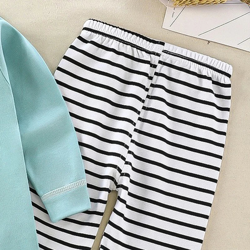 Cartoon Print Pajama Suit Tops+Pants 2-piece Set Underwear Kids Boys Girls Baby Cotton Sleepwear Spring Autumn Clothes 1-6 Year