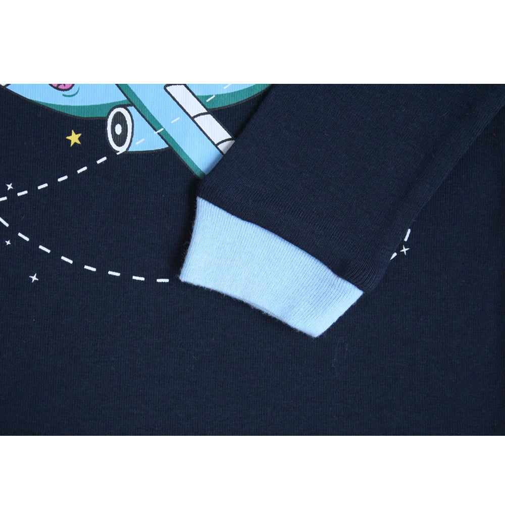 Boys Cartoon Pajamas Spring Autumn Long Sleevep Pijama Kids Airplane Motorcycle Pyjama Cotton Baby Homewear Underwear Clothes