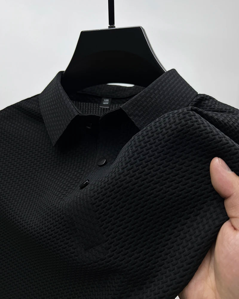 Summer Short Sleeve Polo Shirts Men Turn-Down Collar Anti-Wrinkle Solid Polos Tops Breathable Male Business Casual Tees Tshirts