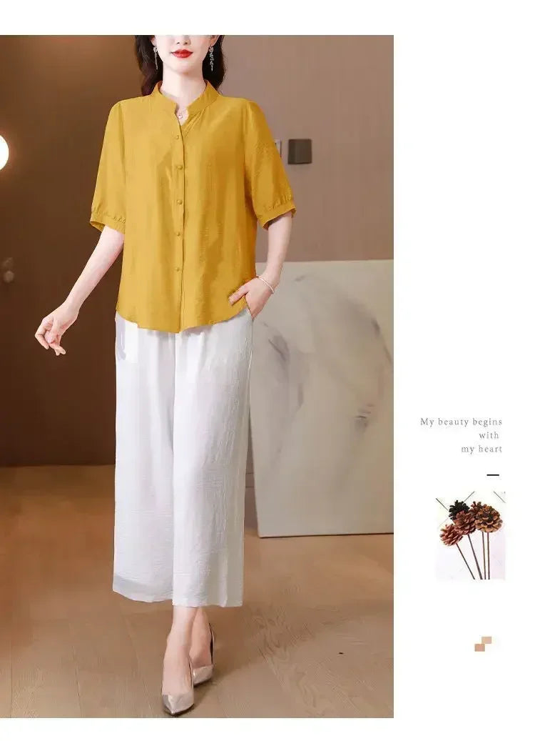 Summer 2025 Pure Cotton Shirt New Retro Top Loose New Breathable Top
