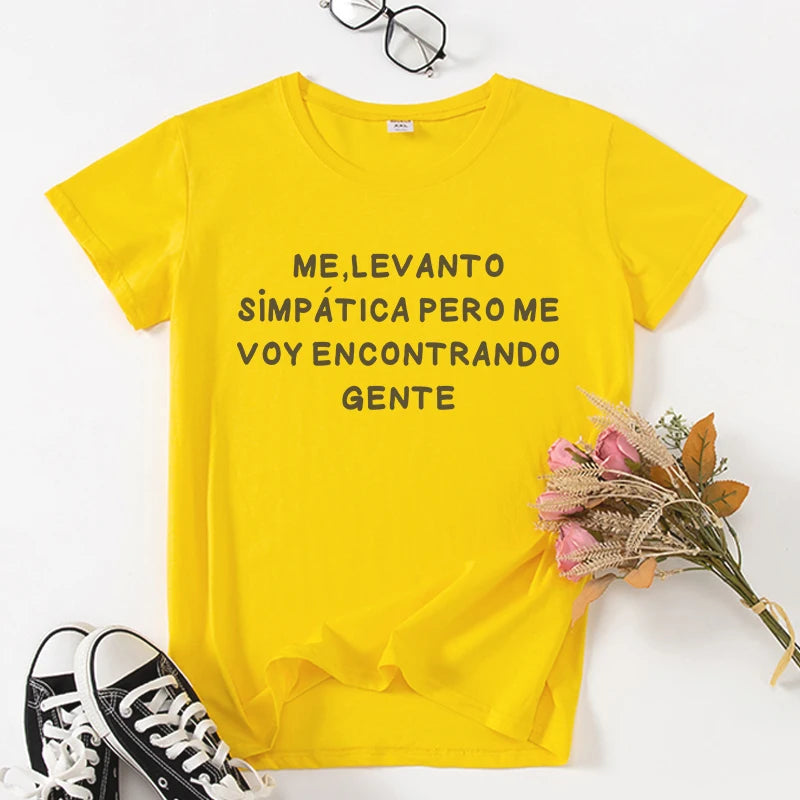 Fashion Spanish Women T-shirts camiseta de mujer Short sleeve tops Casual Cotton woman tshirt tee black white