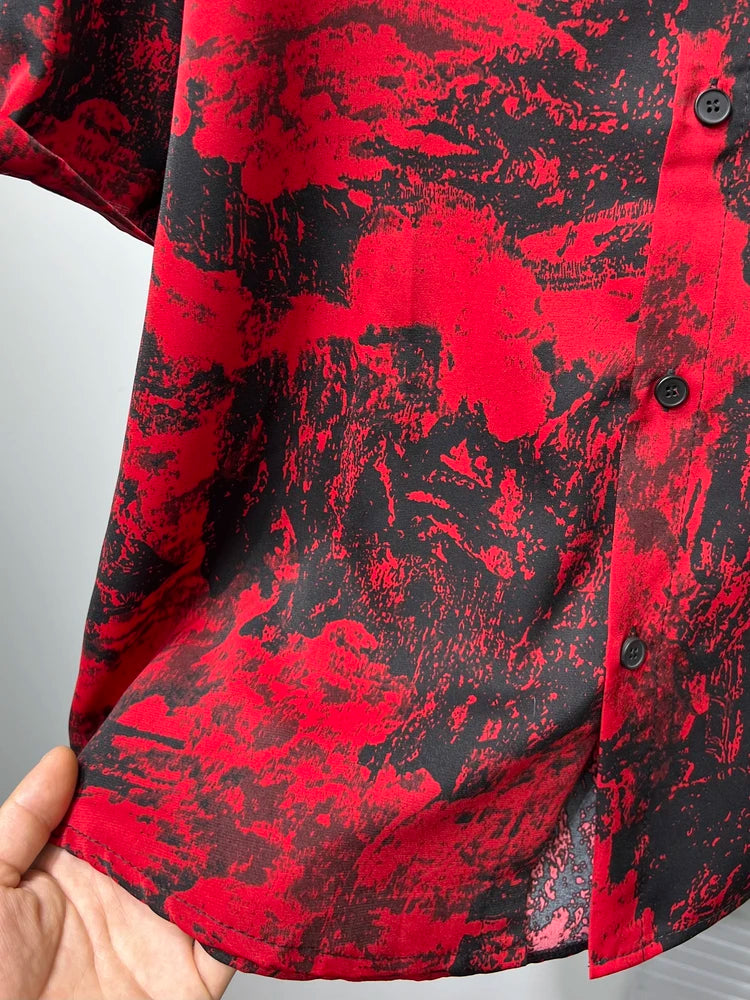Men's 2025 Summer New Thin Original Personalized Tops Printed Loose Comfort Handsome Chic Shirts Men's Short-sleeve Trendy Shirt