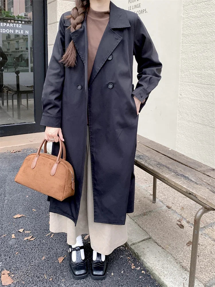 2025 Women's Coat Plus Size Mid-Length Jacket British Style Fashionable Temperament Spring Autumn Arrival Windbreaker Outerwear