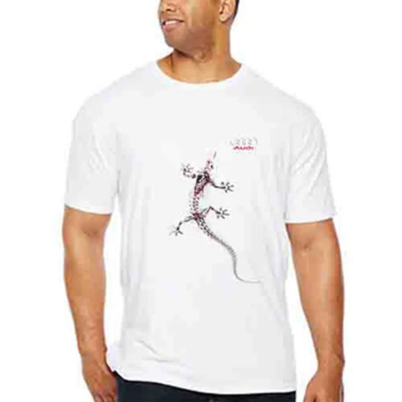 T Shirt for Men Summer Casual Streetwear Style Audi Car Graphic Cottonblack White Contrast Print Left Chest Motorsport Theme