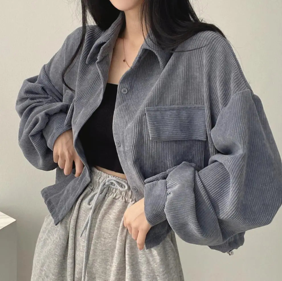 Women Coats Jackets Turn Down Collar Casual Loose Full Sleeve Coat Y2k Streetwear Jacket Work Outerwear Autumn Winter 2025