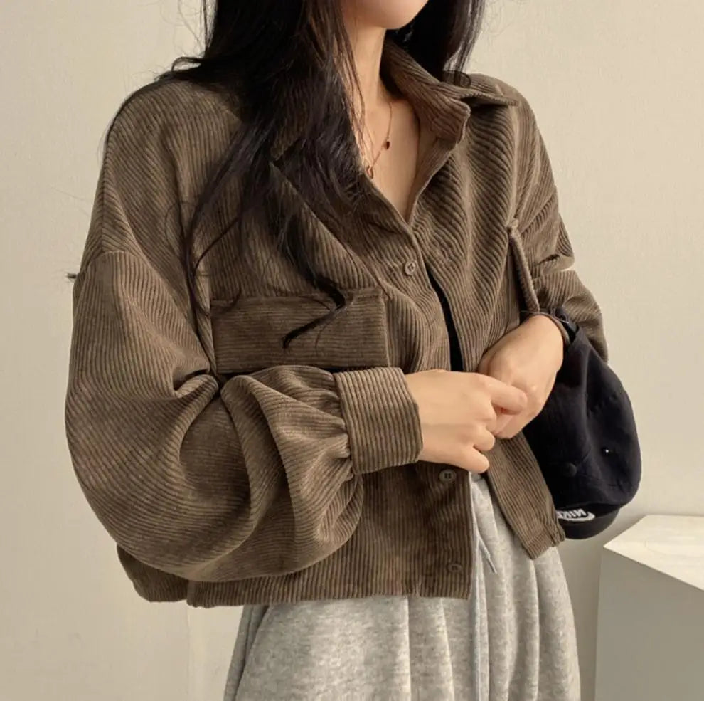 Women Coats Jackets Turn Down Collar Casual Loose Full Sleeve Coat Y2k Streetwear Jacket Work Outerwear Autumn Winter 2025
