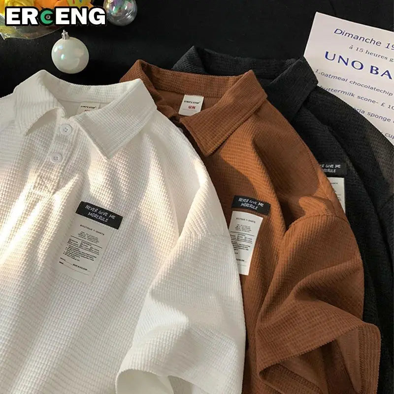 Polo Shirt Short Sleeve Men's Summer American Style Loose Couple T-shirt Japanese Trendy Brand Half Sleeve