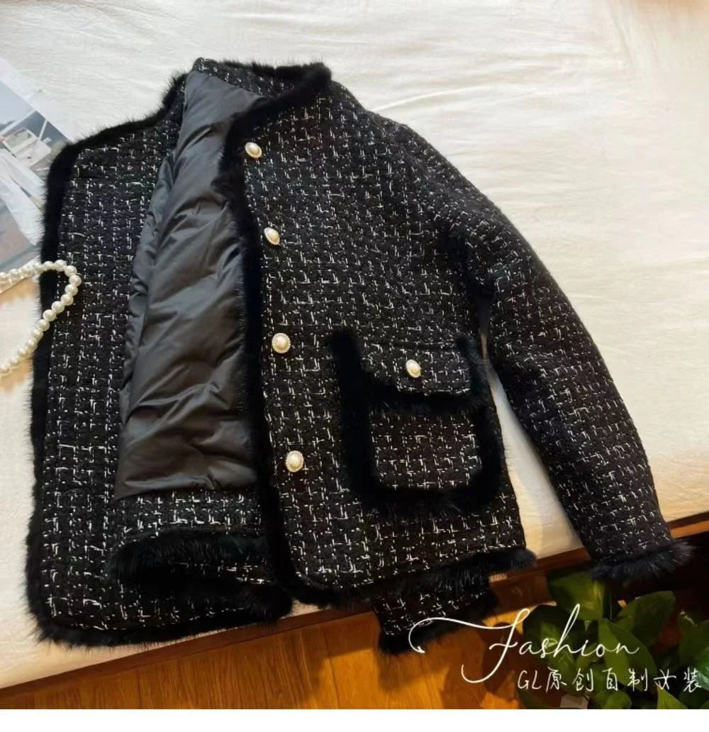 Women Coats Round Neck Full Sleeve Lamb Wool Jackets Single Breasted Slim Fit Thick Coat Open Stitch Elegant Outerwear 2024
