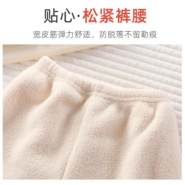 Children's Pajama Set for Boys and Girls Autumn and Winter with Thick Velvet Home Clothes Baby Warm Pure Color Clothing Set