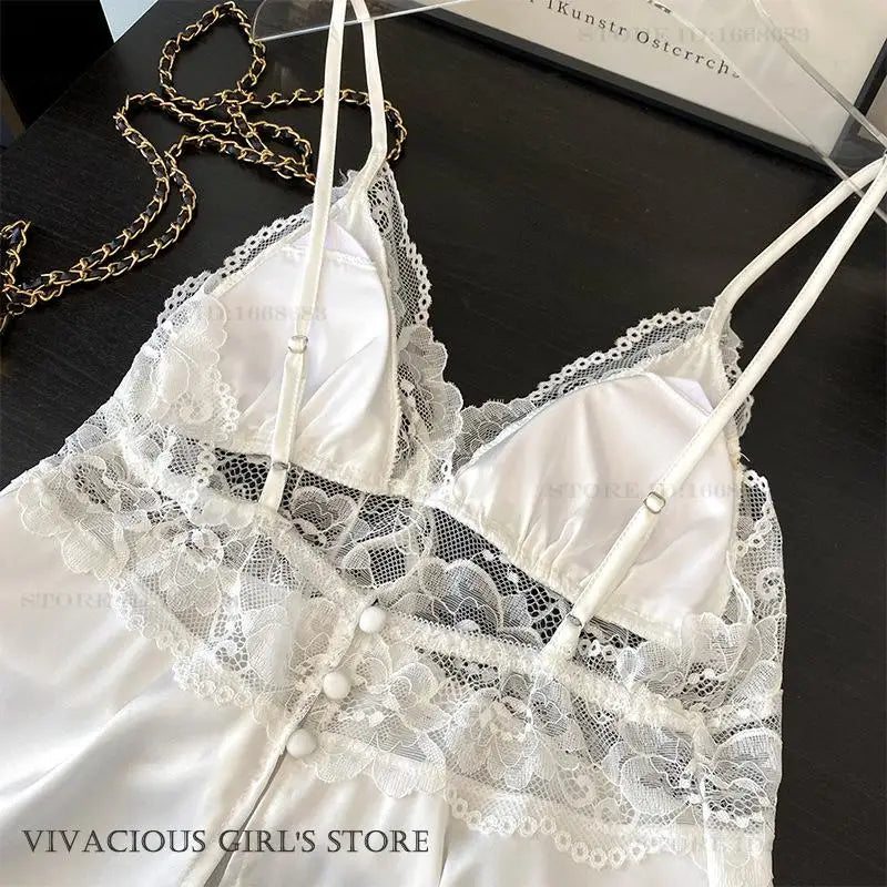 Female Suspender Pajamas Set Lounge Wear Sexy Hollow Out Lace Intimate Lingerie Sleepwear Summer New Strap Top&shorts Homewear