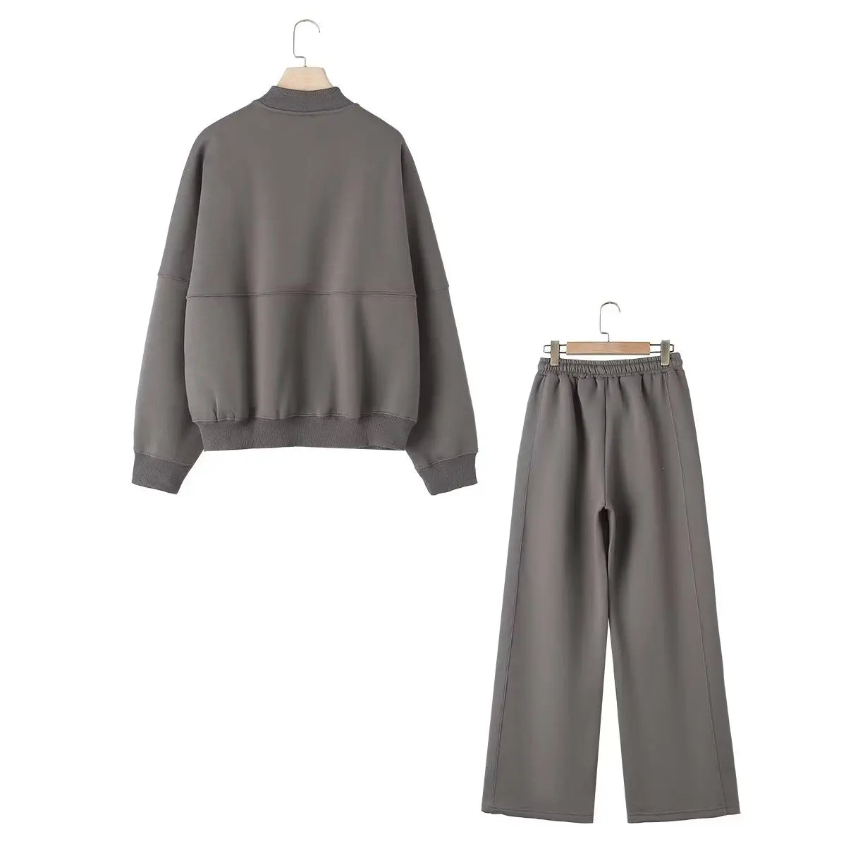 TRAFZR Cotton Zipper Cardigan Sets To Woman 2024 Tracksuit Suits Baggy Pants Sportswear Women Sweater 2 Piece Set Women Outfits