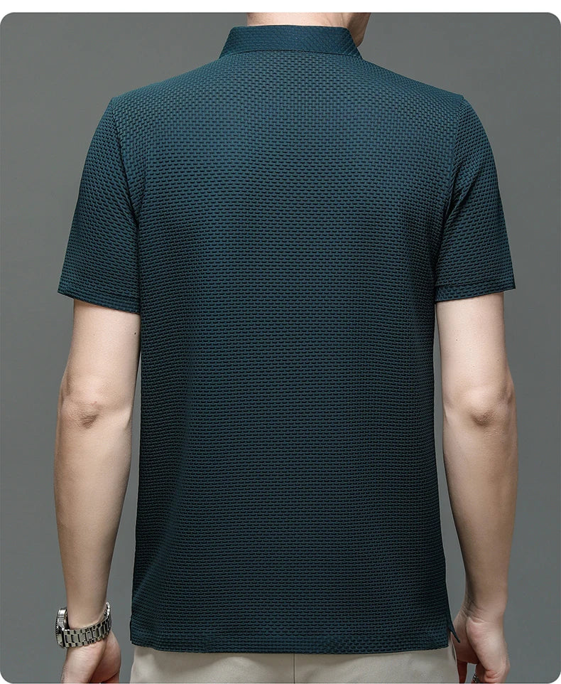 Summer Short Sleeve Polo Shirts Men Turn-Down Collar Anti-Wrinkle Solid Polos Tops Breathable Male Business Casual Tees Tshirts