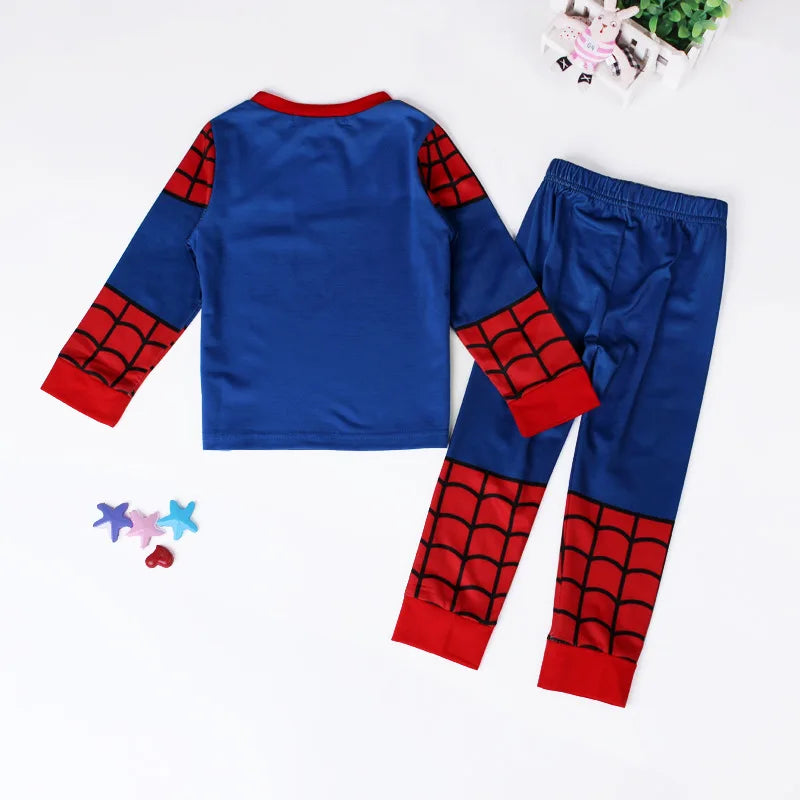 Children's Spiderman Pajama Set for Boys Cartoon Superhero Spider Cosplay Costume Long Sleeve Kids Sleepwear