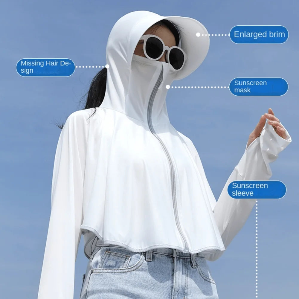 Summer women's sun protection clothing protection long sleeve women's cloak breathable outdoor sports women's sun hat clothing