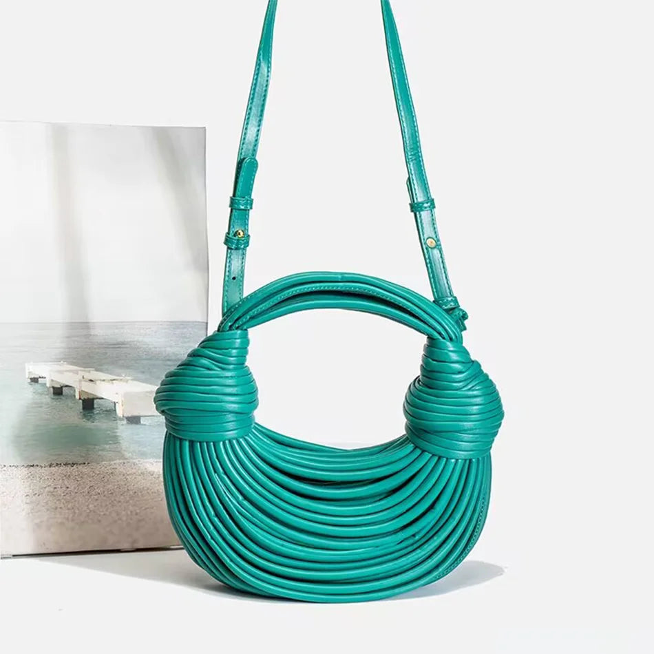 Handbags for Women Gold Luxury Designer Brand Handwoven Noodle Bags Rope Knotted Pulled Hobo Silver Evening Clutch Chic