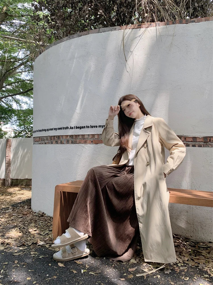 2025 Women's Coat Plus Size Mid-Length Jacket British Style Fashionable Temperament Spring Autumn Arrival Windbreaker Outerwear
