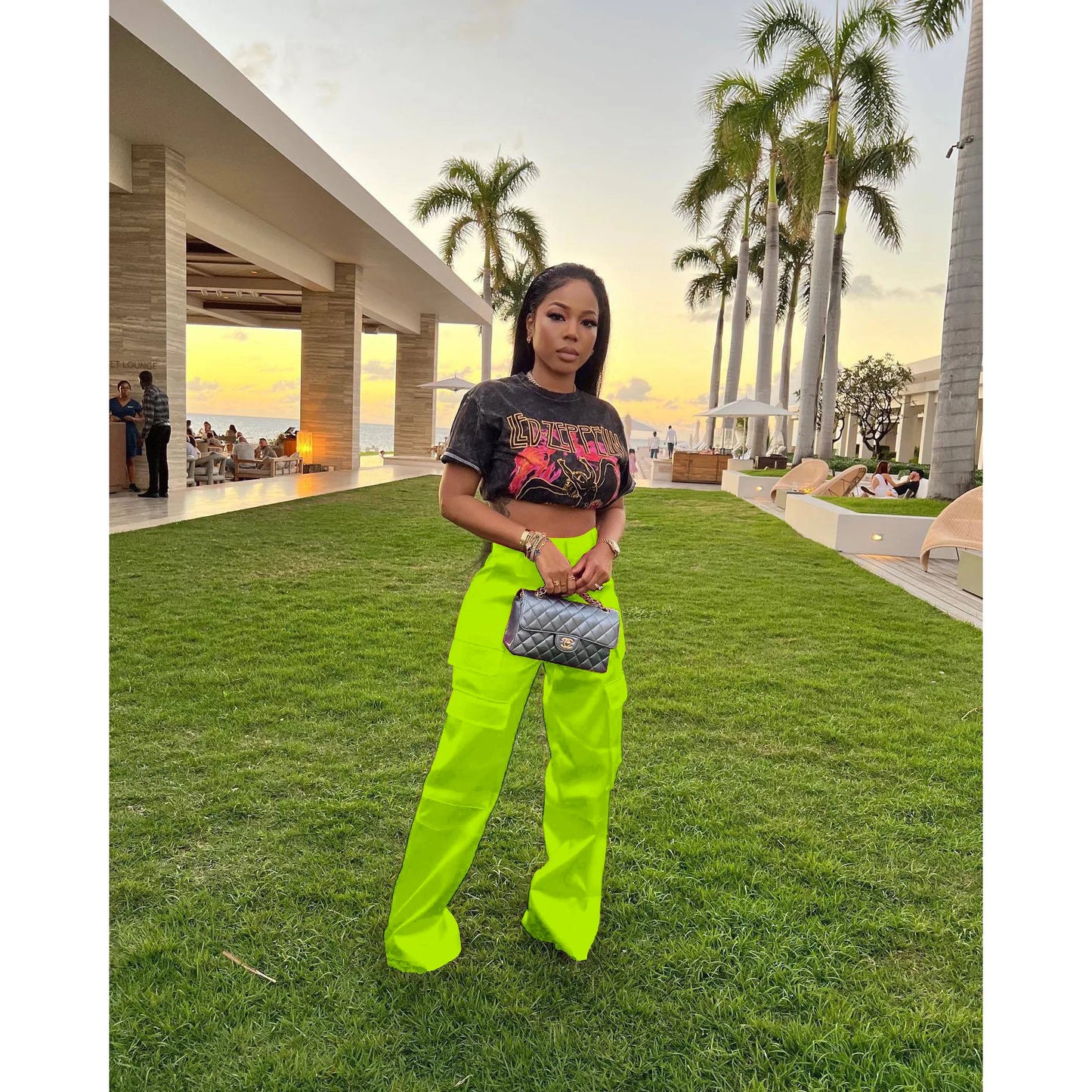 Women Pants Spring Summer Casual Satin Stretch High Waist Cargo Pants With Pocket Streetwear Solid Wide Leg Pants Flare Trouser