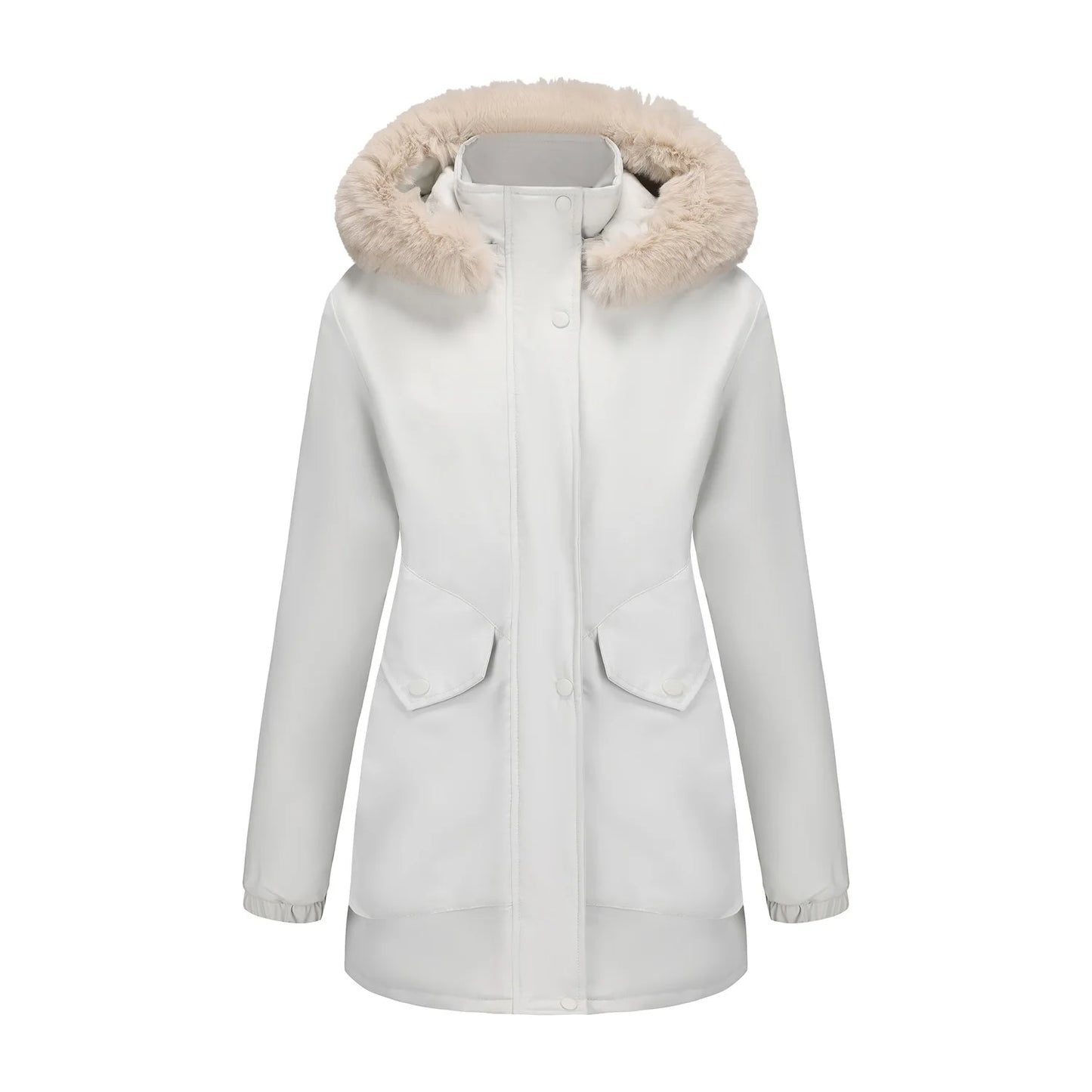 Cotton Coat Women 2025 Winter Mid-length Parka Plus Velvet Korean Style Large Fur Collar Plus Velvet Coat