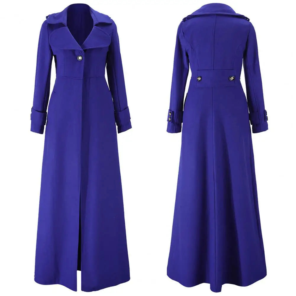 Long Women Woolen Coat Autumn Winter Single Breasted Turndown Collar Slim Fit Woolen Ladies Trench Coat Overcoat Women Jackets