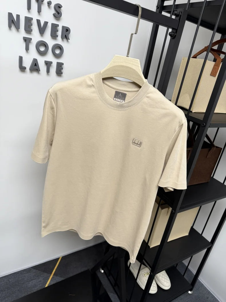 Men's short sleeved T-shirt 2025 summer hot item solid color round neck high-quality simple trendy casual base shirt for men top