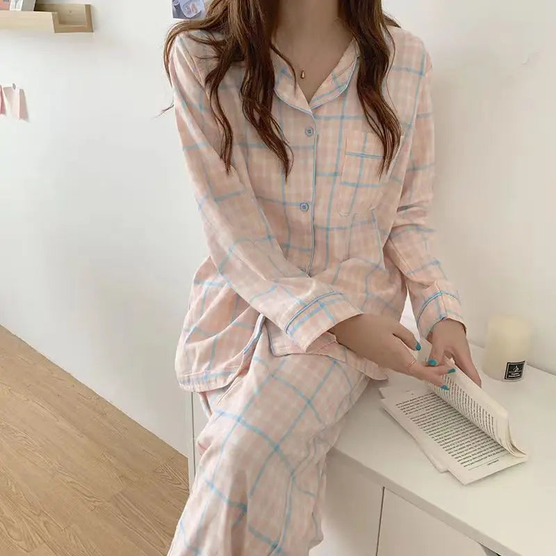 Spring And Autumn 2 Piece Women's Pajamas Homewear Female Students Homewear Pajama Sets Girls Pajamas Underwear Sets