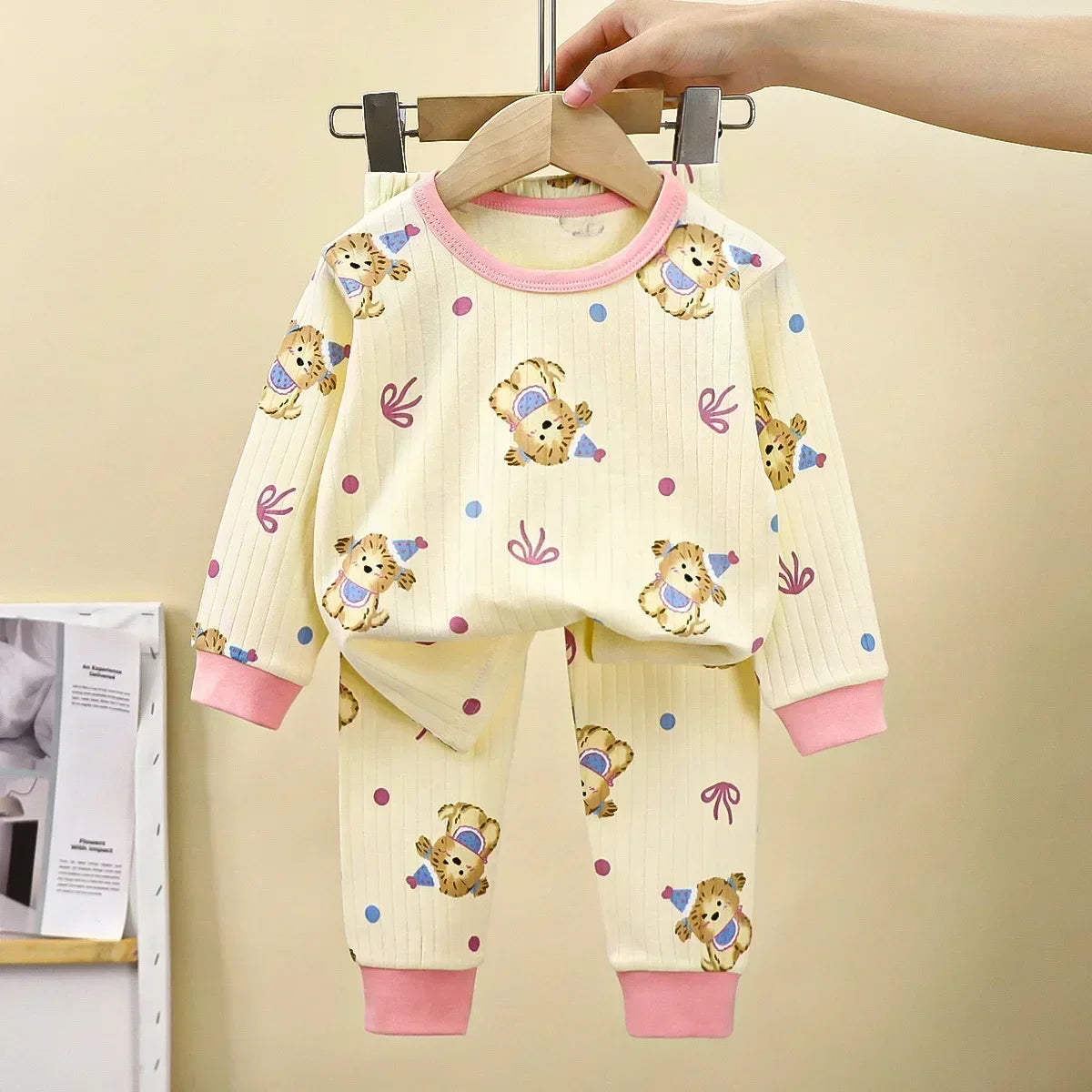 New Kids Pure Cotton Pajamas Boys Girls Cartoon Long Sleeve T-Shirt Tops + Pants Baby Autumn Sleepwear Underwear Clothing Sets