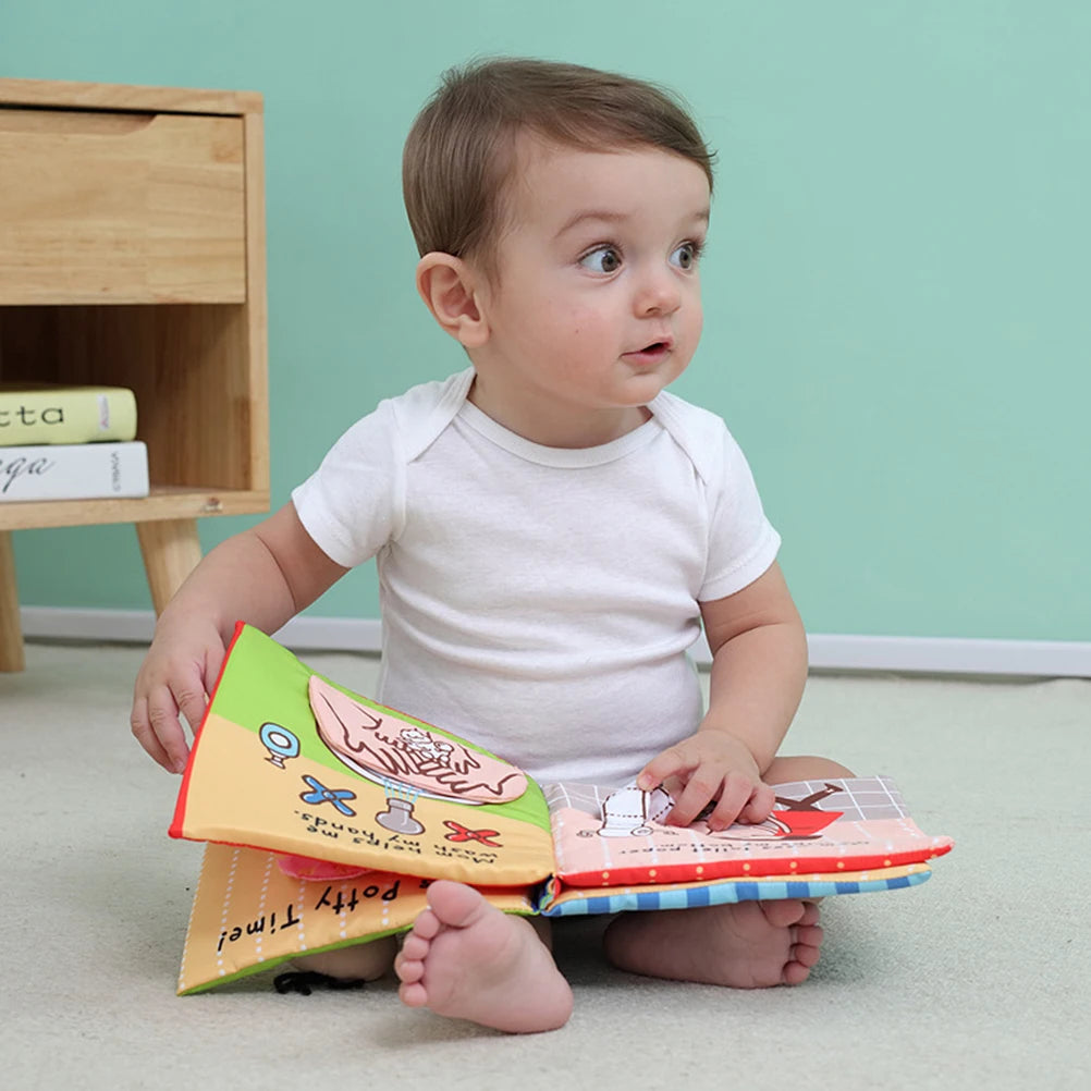 Baby First Cloth Book Washable Fabric Educational Durable Non-Toxic Infant Learning Books Crinkle Sensory Bath For Kids